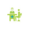 doctor and patient graphic used for icon