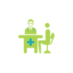 doctor and patient graphic used for icon